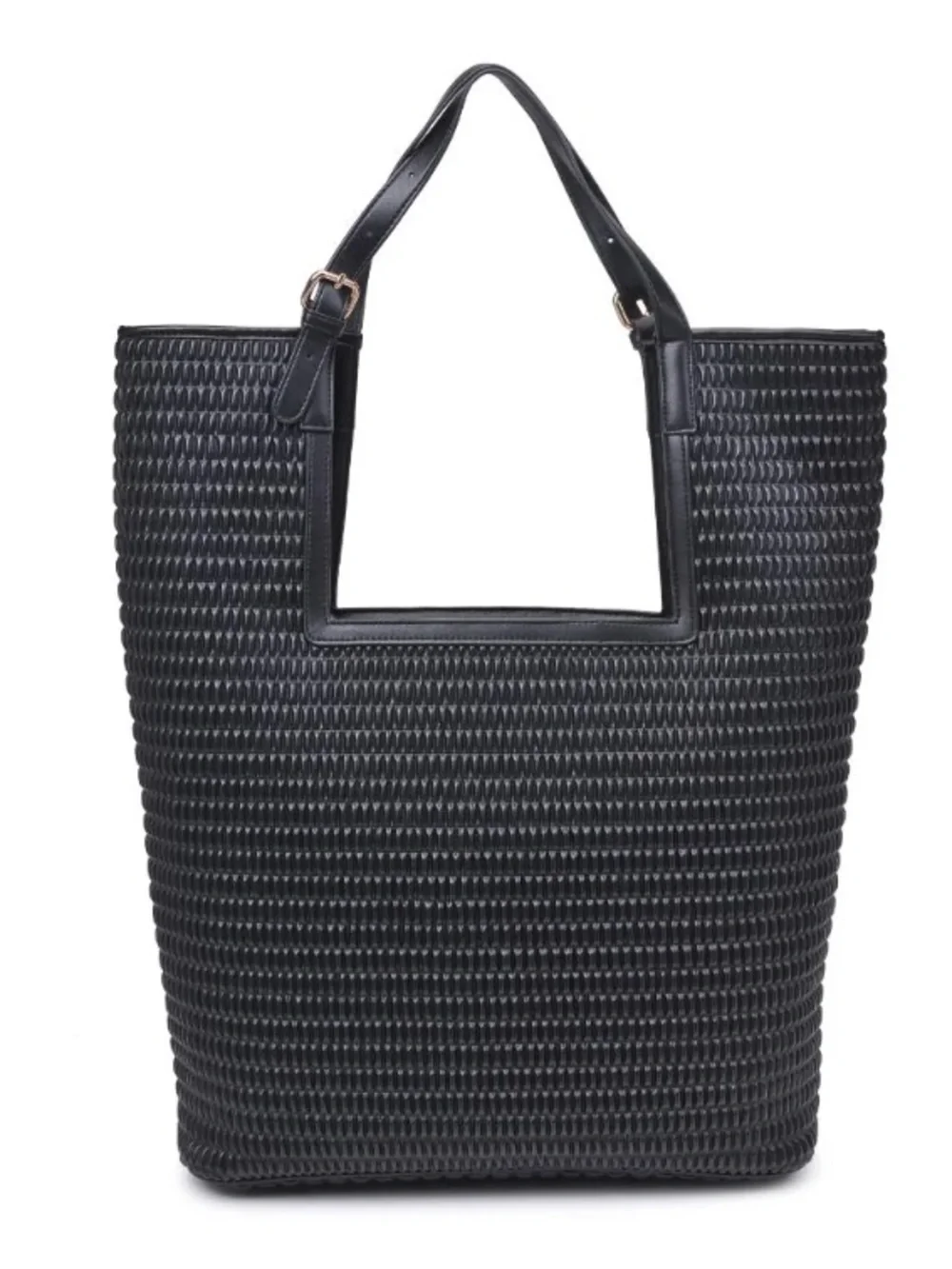 Urban Expressions Aiden Woven large black tote purse - Picture 2 of 12